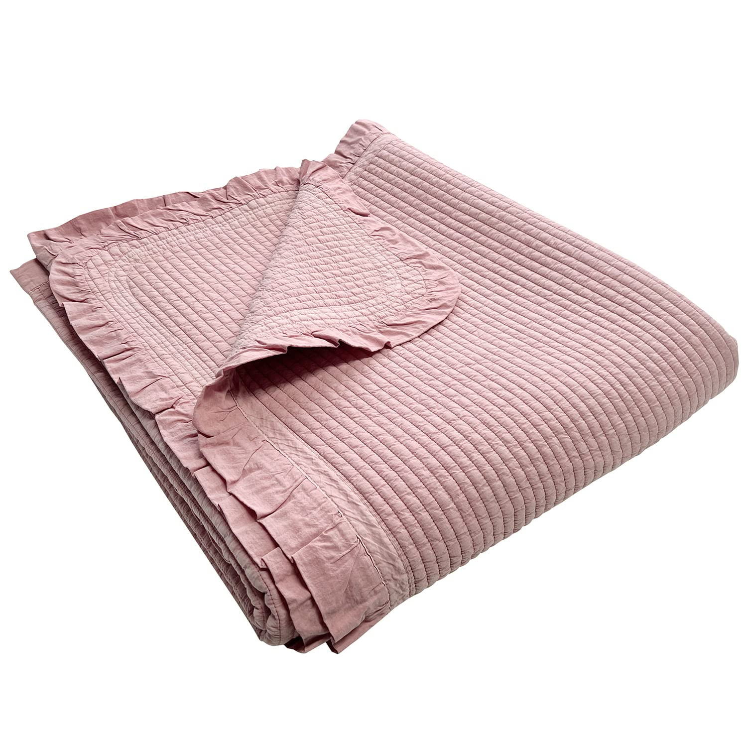 100% Cotton Frilled Bed Coverlet, Blanket – Twin Size Bed 63 x 83” - Pigment Washed Soft & Br... | Amazon (US)