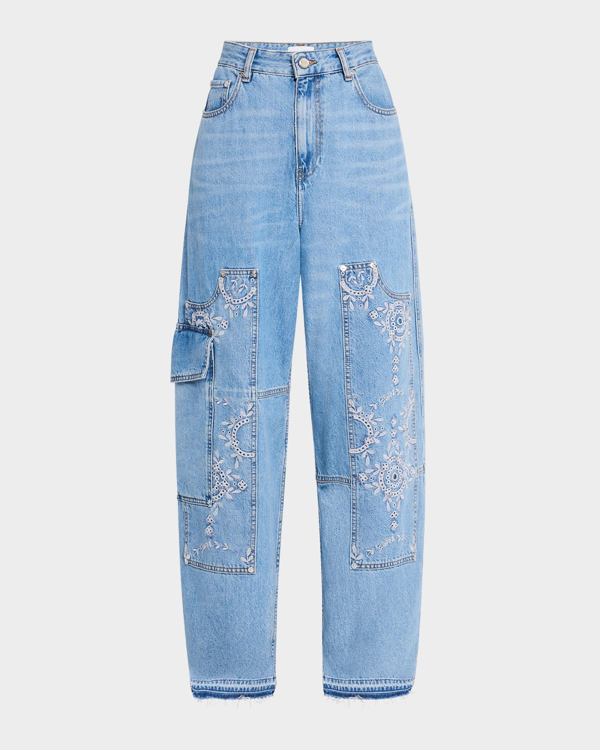 Broderie Anglaise Carpenter Jeans | Neiman Marcus