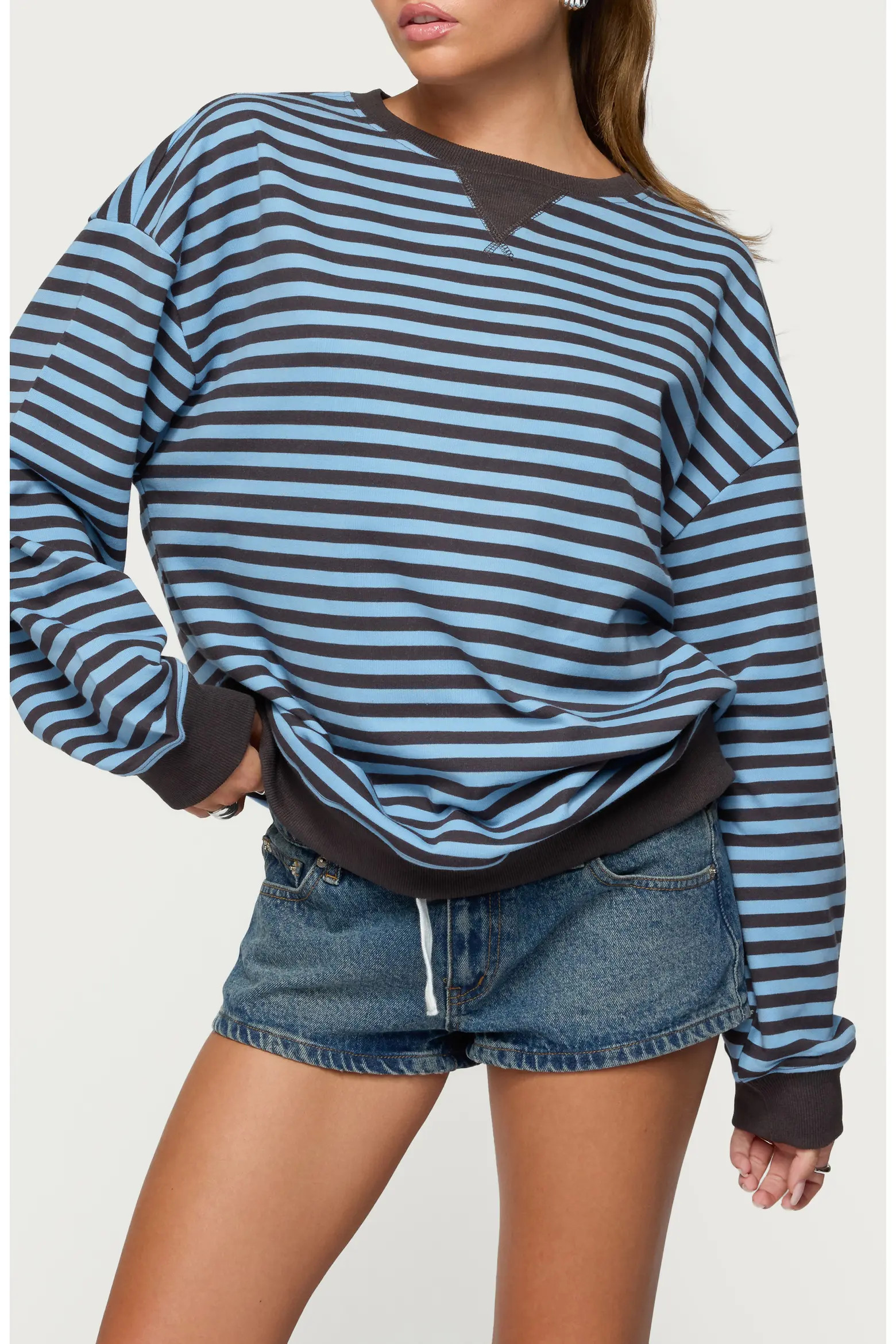 EDIKTED Onda Stripe Oversize Sweatshirt (Women) | Nordstrom | Nordstrom
