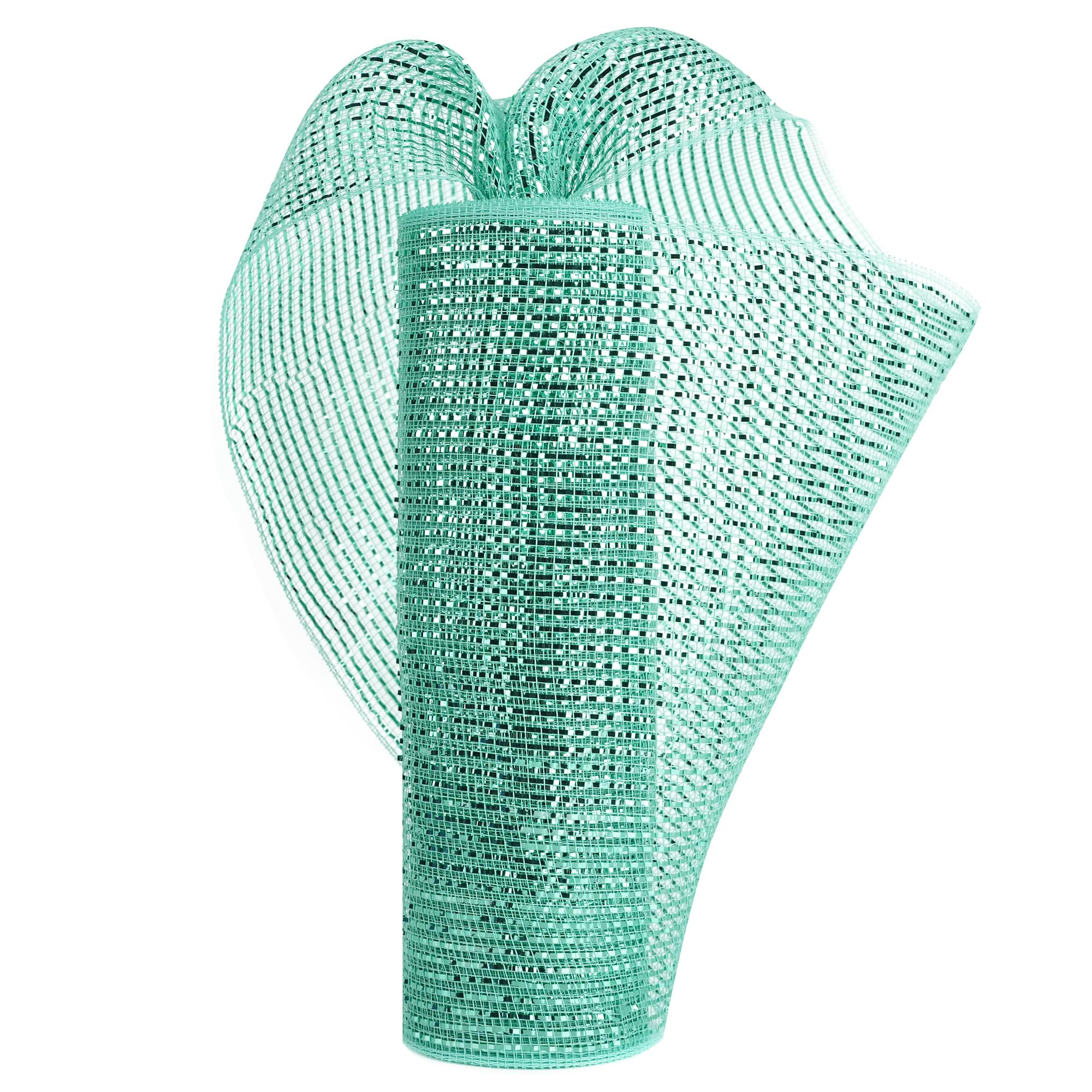 HUIHUANG Mint Green Deco Mesh 10 inch Wide Teal Christmas Mesh Ribbon Metallic Deluxe Foil Mesh R... | Amazon (US)