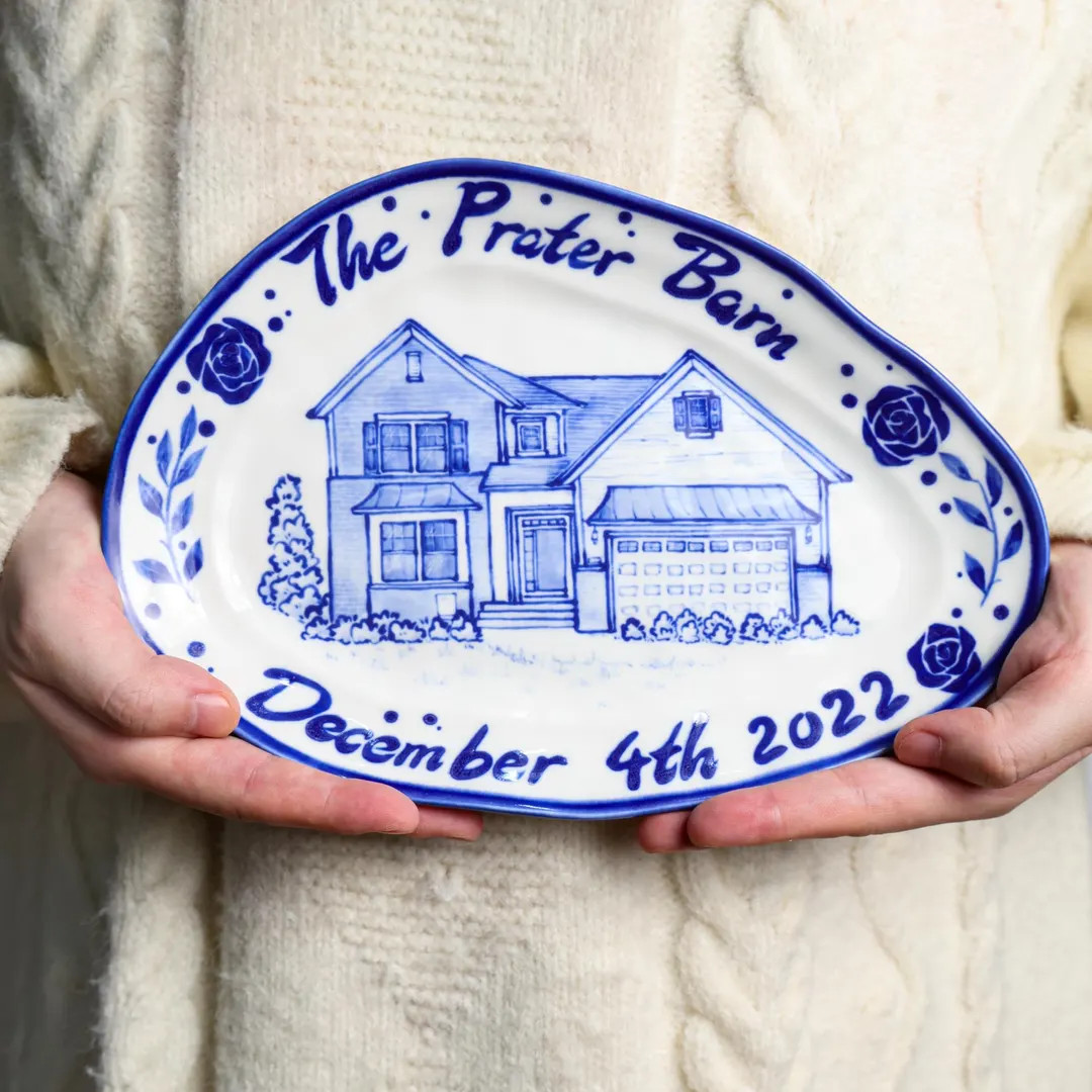 9 Sizes Custom House Plate Personalized Ceramic Handpainted Home Portrait Platter Unique Designs ... | Etsy (US)