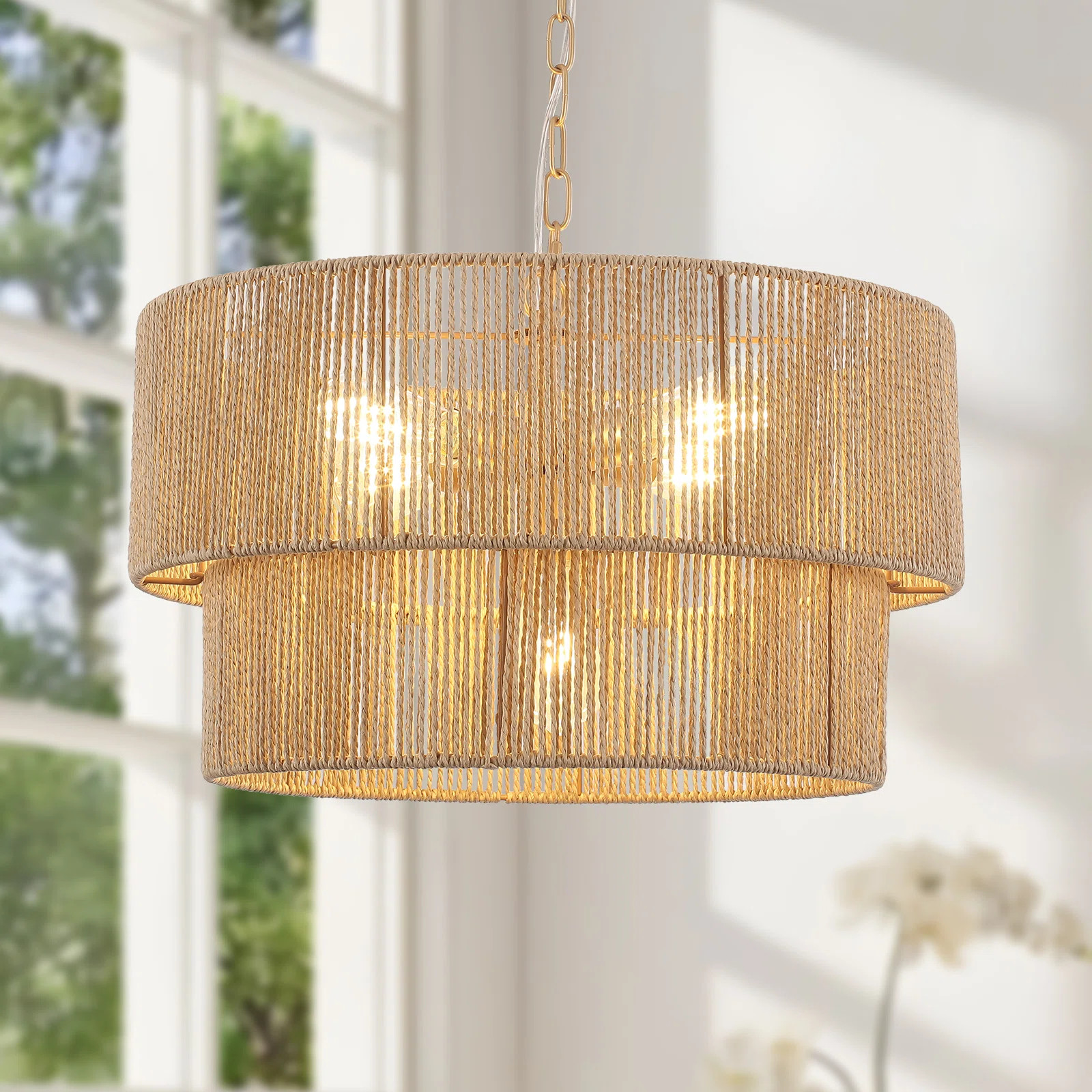5-Lights Hand-Woven Rattan Pendant Light | Wayfair North America