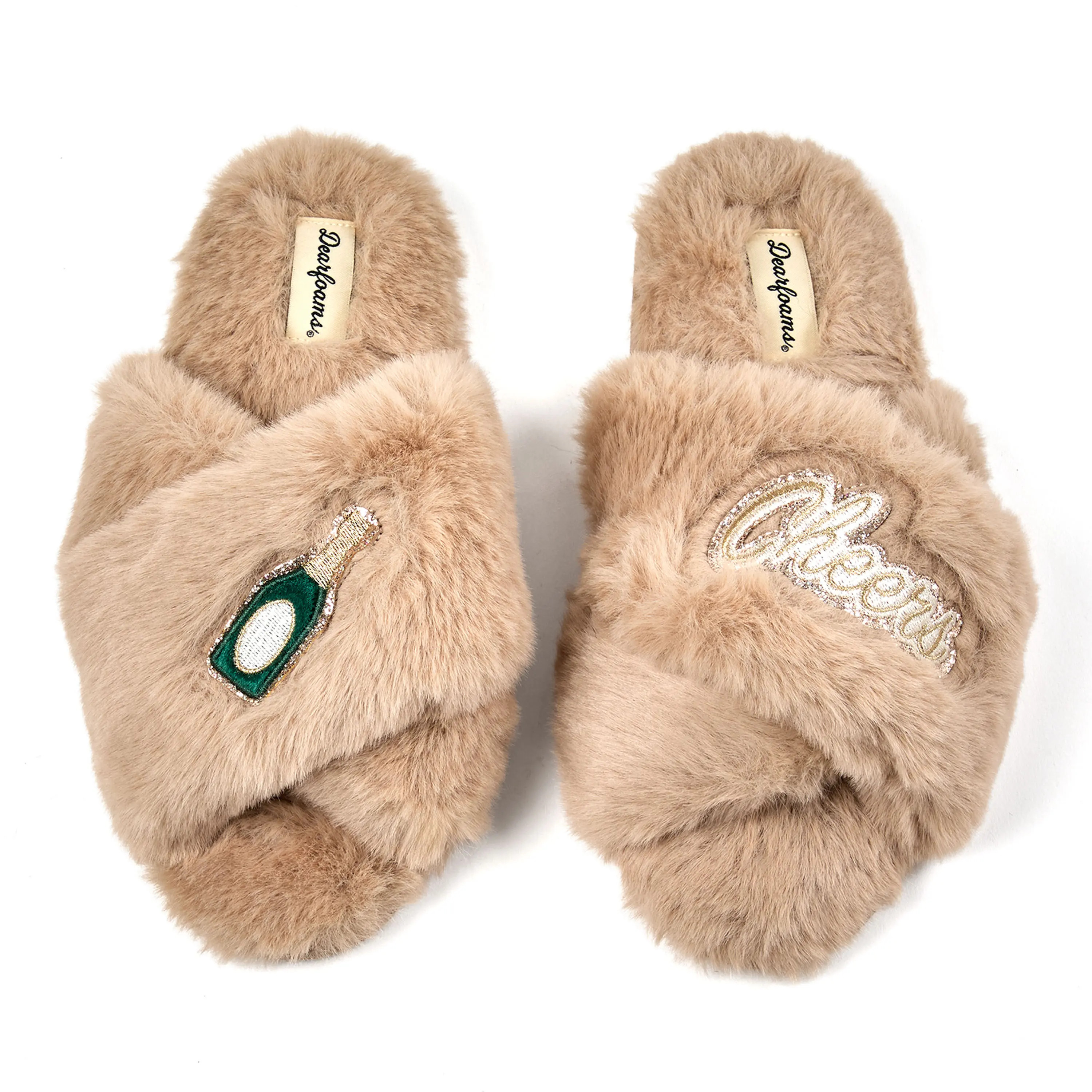 Dearfoams Fur Slide Slippers in Latte at Nordstrom, Size Small | Nordstrom