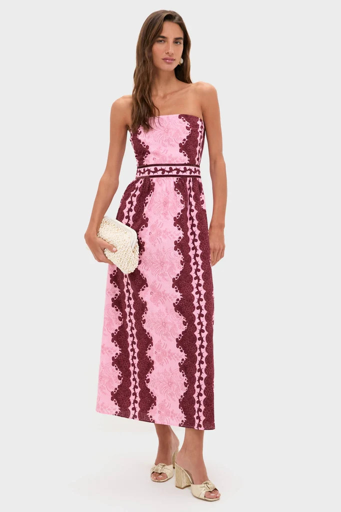 Blush and Maroon Abstract Bennet Midi Dress | Tuckernuck (US)