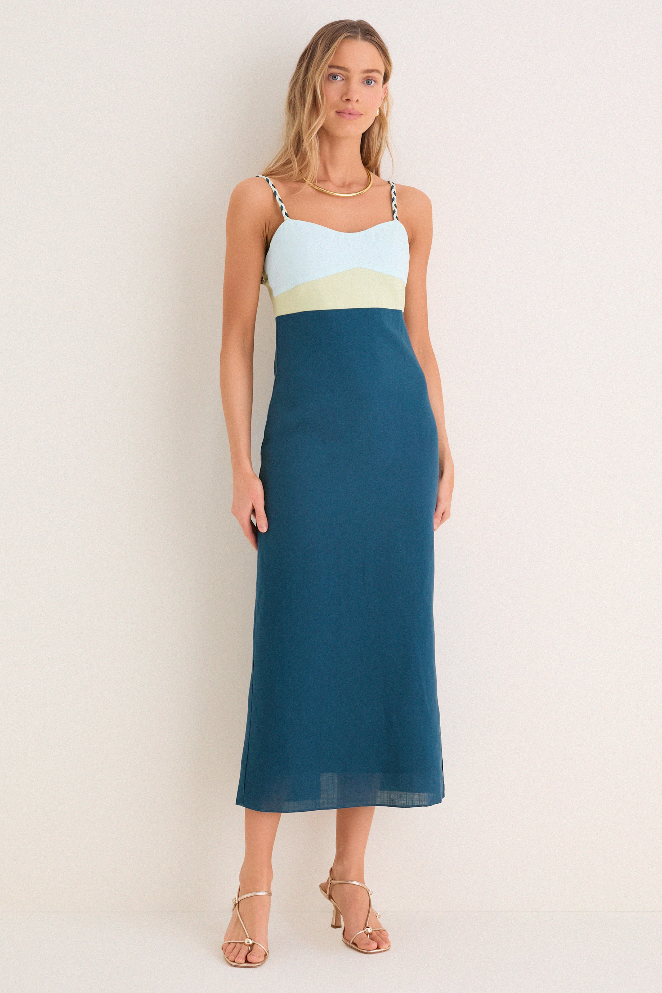 Ocean Mist Colorblock Linen Hailey Maxi Dress | Tuckernuck (US)