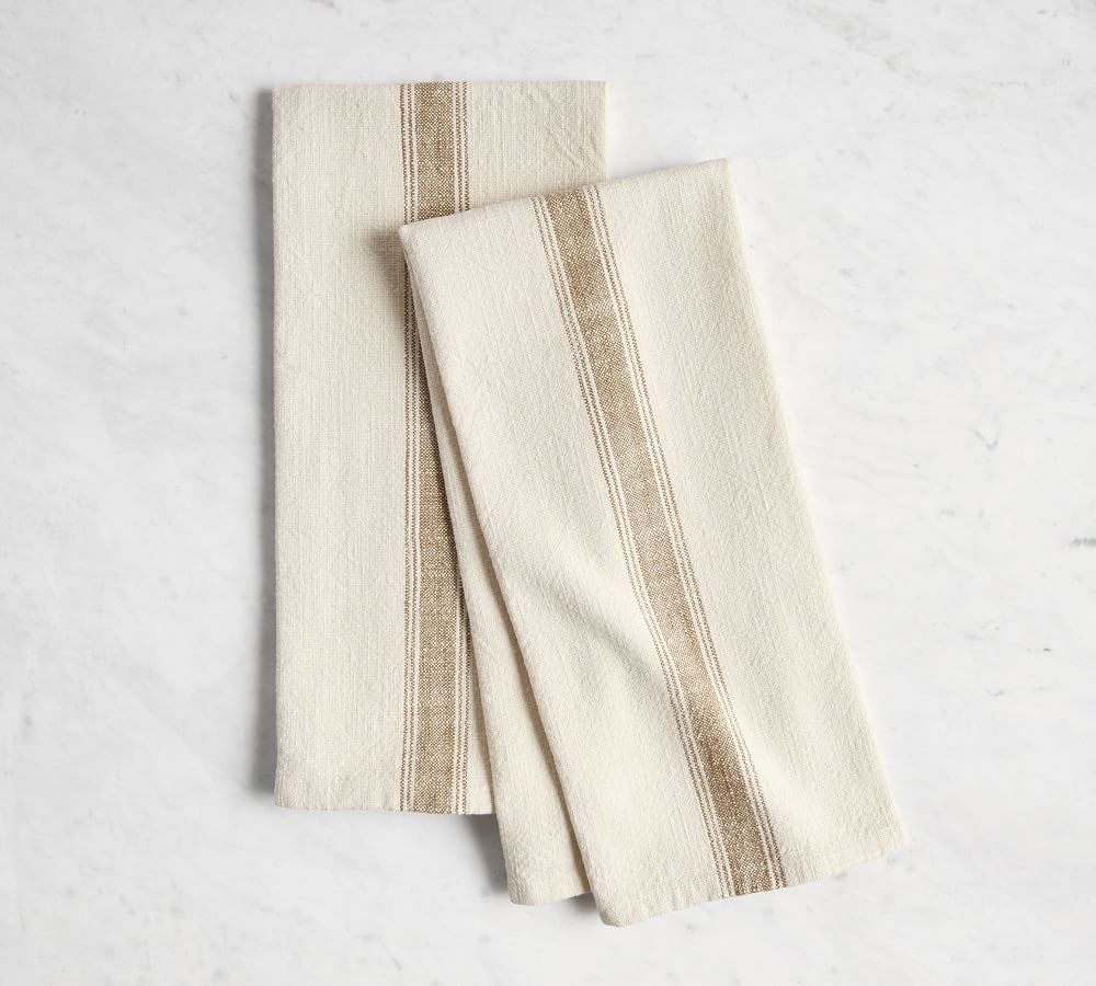 French Striped Organic Cotton Grain Sack Tea Towels - Set of 2 | Pottery Barn (US)