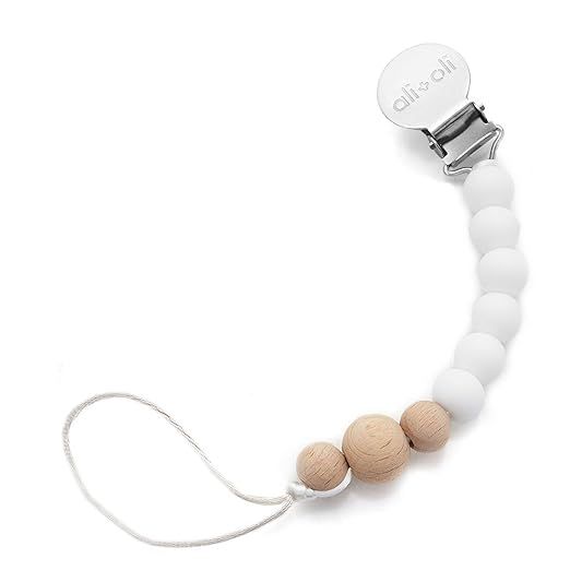 Ali+Oli Pacifier Clip Holder for Baby | Pepe (White Wood) | Amazon (US)
