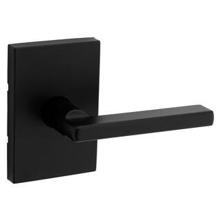 Halifax Rectangle Rose Matte Black Passage Hall/Closet Door Handle with Microban | The Home Depot