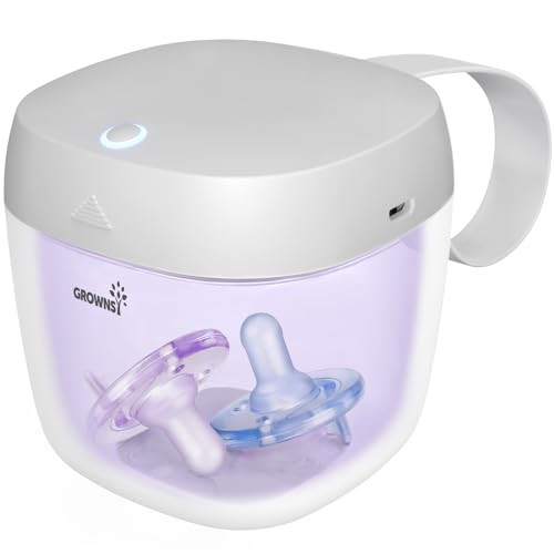GROWNSY Pacifier Sanitizer Portable, UV Light Sanitizer on The Go, USB Charging Sanitizer Case, Mini Pacifier Sanitizer 99.99% Cleaned in 59 Seconds (White) | Amazon (US)