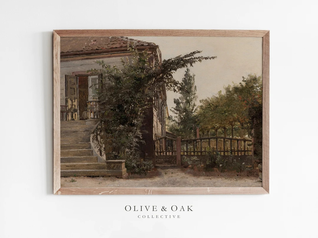 Neutral Cottage Print / Vintage Landscape Painting PRINTABLE / - Etsy | Etsy (US)