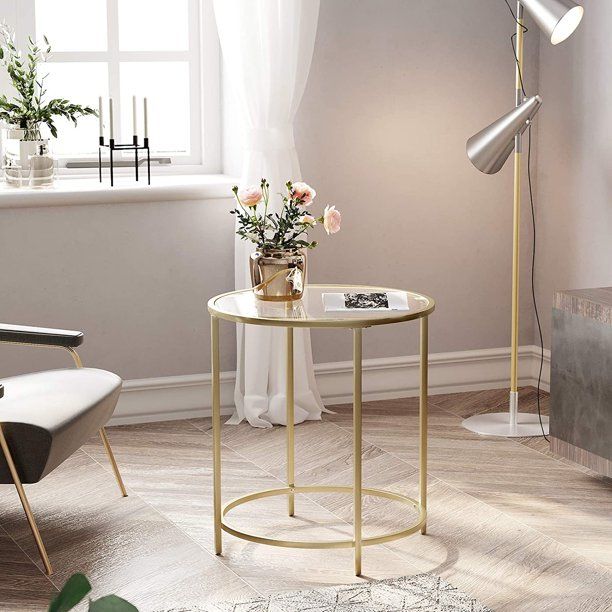 Vasagle Round Side Table for Living Room, Bedroom, Gold - Walmart.com | Walmart (US)