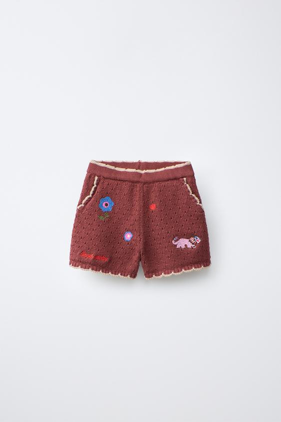 EMBROIDERED FLORAL KNIT SHORTS SISSEL EDELBO X ZARA KIDS | Zara US