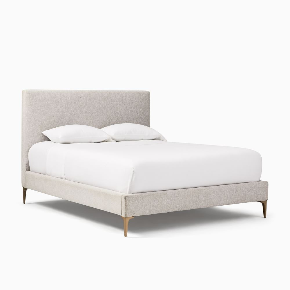 Emmett No Tufting Bed, Queen, Deco Weave, Pearl Gray, Light Bronze | West Elm (US)