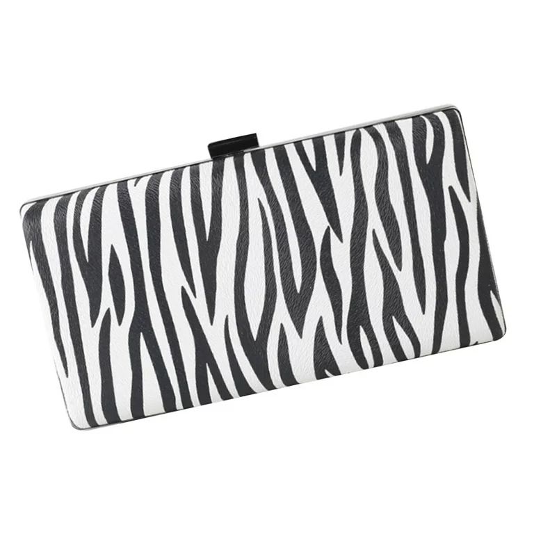 Zonh Women's Black Zebra Striped PU Leather Clutch Evening Bag Purse | Walmart (US)
