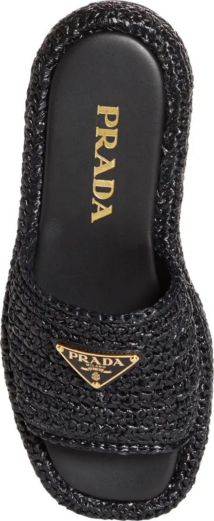 Prada Raffia Flatform Slide Sandal (Women) | Nordstrom | Nordstrom