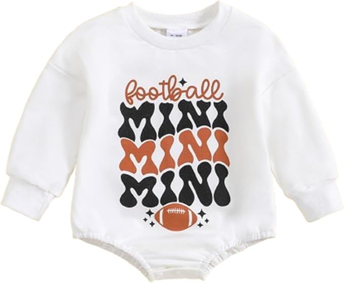 Kislio Newborn Baby Boy Clothes Football Sport Sweatshirt Romper Game Day Letter Print Sweater To... | Amazon (US)