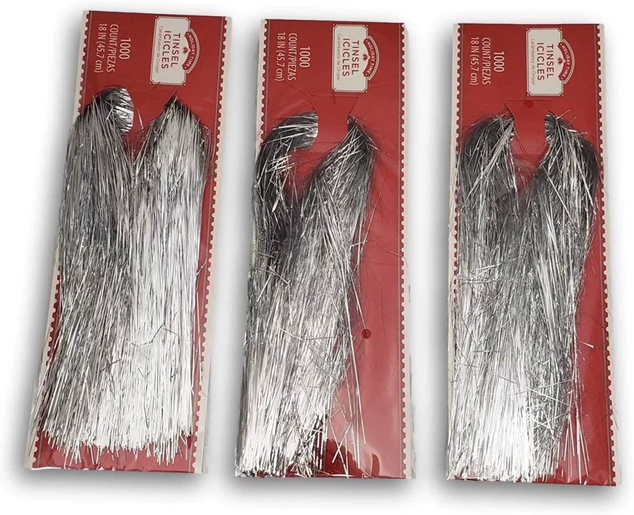 Holiday Time Tinsel Icicles 1000 Strands 3 Pack 18" | Walmart (US)