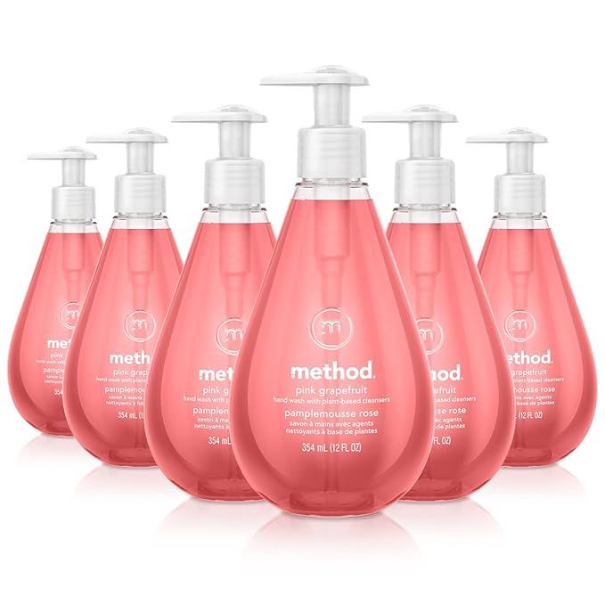 Method Gel Hand Soap, Pink Grapefruit, Biodegradable Formula, 12 Fl Oz (Pack of 6) | Amazon (US)