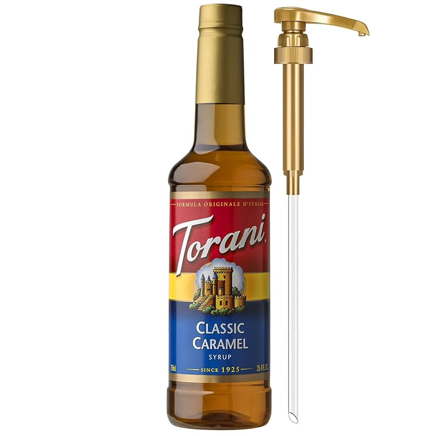 Torani Coffee Syrup, Classic Caramel Flavored Syrup for Drinks, Pump Included, 25.4 Fl Oz | Amazon (US)