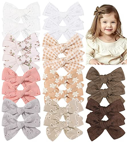 doboi 20PCS Baby Bows Linen Hair Baby Girl Hair Clips Fully Lined Hair Accessories Bows for Girls... | Amazon (US)