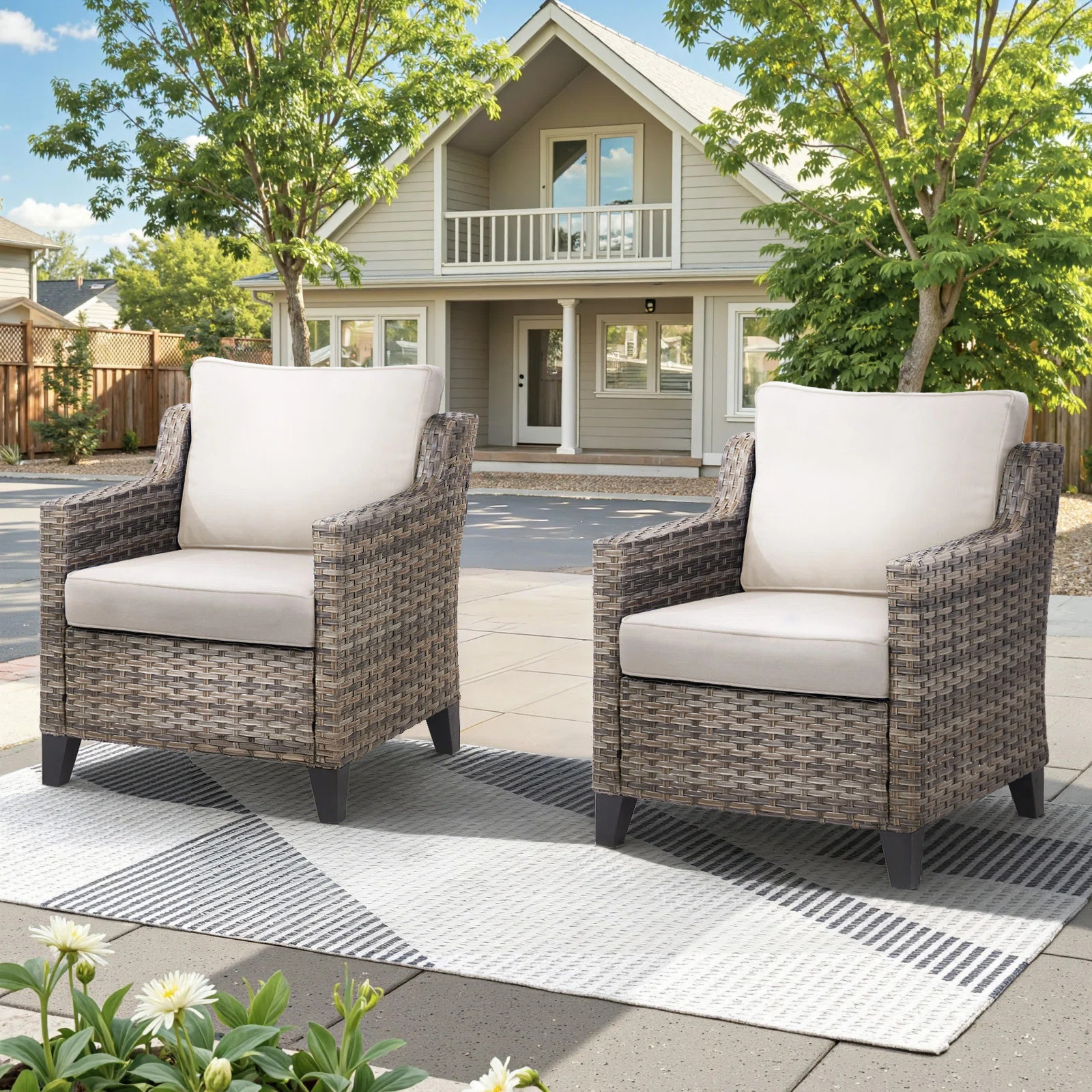 Patio Outdoor Wicker Lounge Chairs Set Of 2 | Wayfair North America
