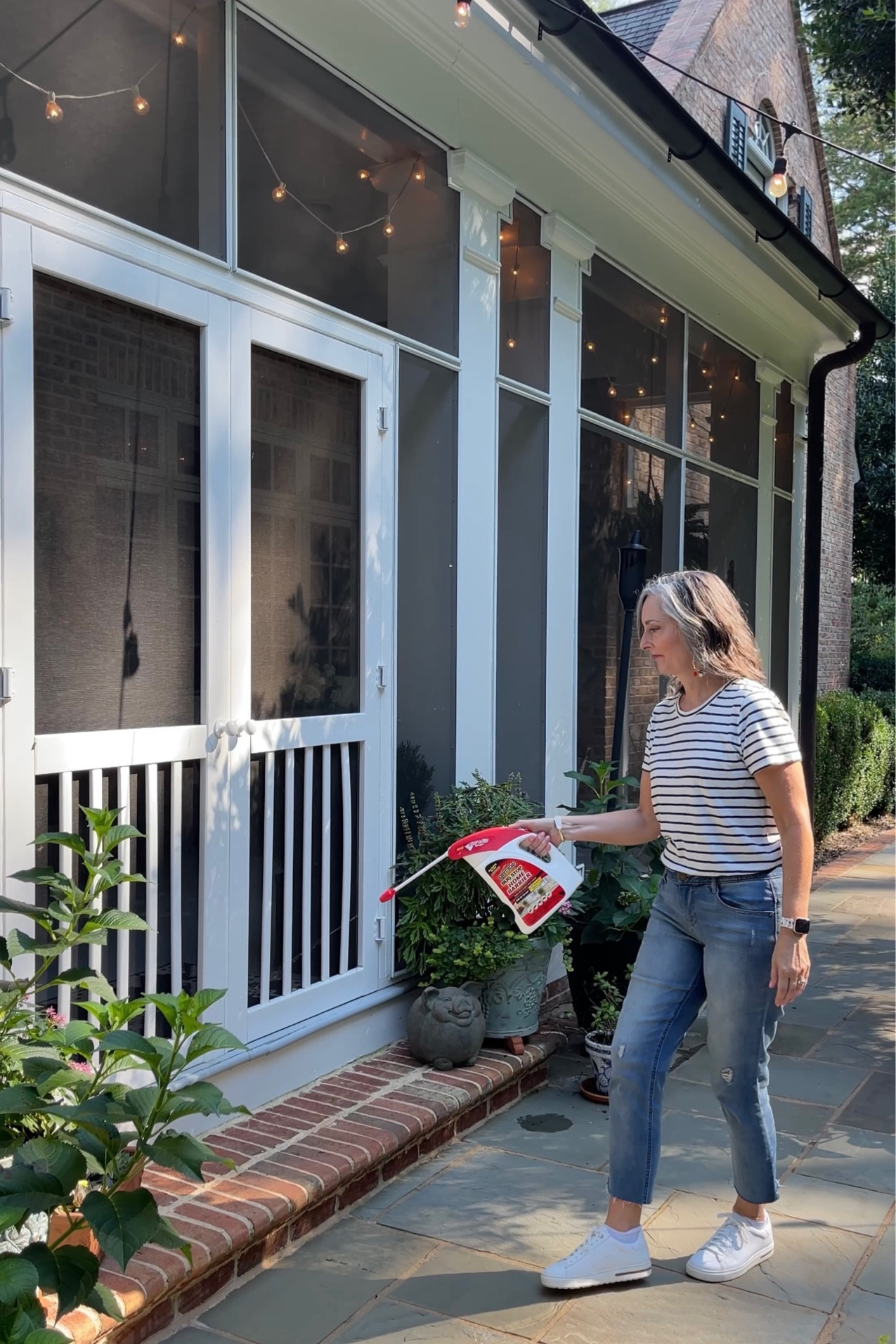Perfect early fall outfit. As the temps cool, I’ll add a cardigan! The jeans were a bit long for me so I cut them off. I should have ordered a petite. The white leather Birkenstock sneakers are so comfortable right out of the box! 

#birkenstock #birkenstocksneaker #travelsneaker #whitesneakers #stripedtee #jcrew #witandwisdom #casual #jeans 

#LTKover40 #LTKstyletip #LTKshoecrush