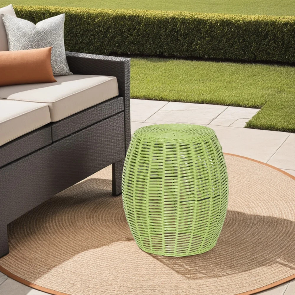 Abble Outdoor Patio Side Table, Wicker Small Round Metal End Table, Weather Resistant Rattan Acce... | Walmart (US)