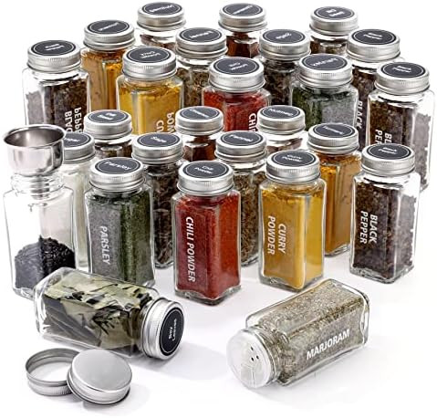 Spice Jars, 28 Pack 3.5 OZ Ultra Clear Glass Spice Jars with 324 Labels, Shaker Lids and Airtight... | Amazon (US)
