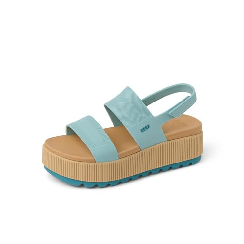 REEF Women's Water Vista Higher Platform Sandal, Water Friendly, Adjustable Strap, Blue Haze/Tan, 7 | Amazon (US)