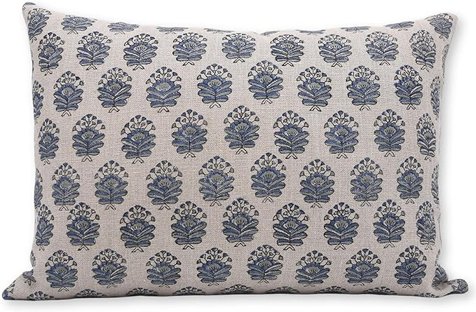 Fabritual Thick Linen Throw Pillow Cover,Handmade (Navy Blue, 14X36 INCH) | Amazon (US)