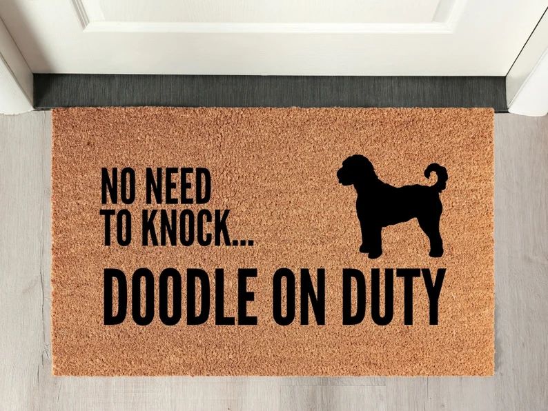 Doodle Doormat: doodle on Duty  Coir Doodle | Etsy | Etsy (US)