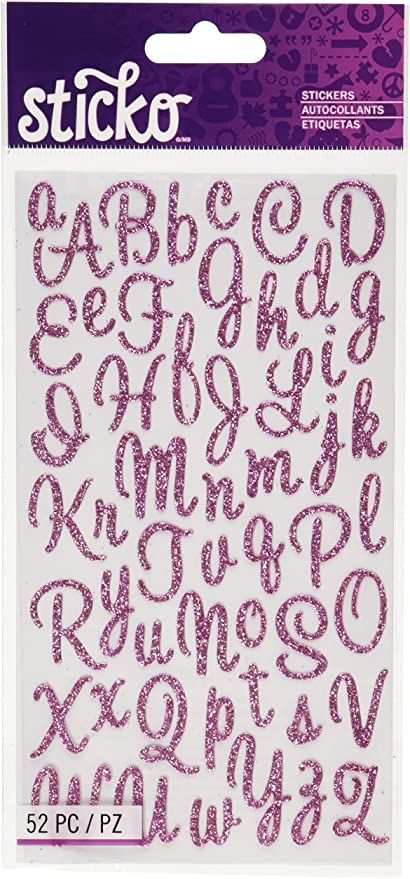 Sticko Sweetheart Pink Script Alphabet Sticker | Amazon (US)