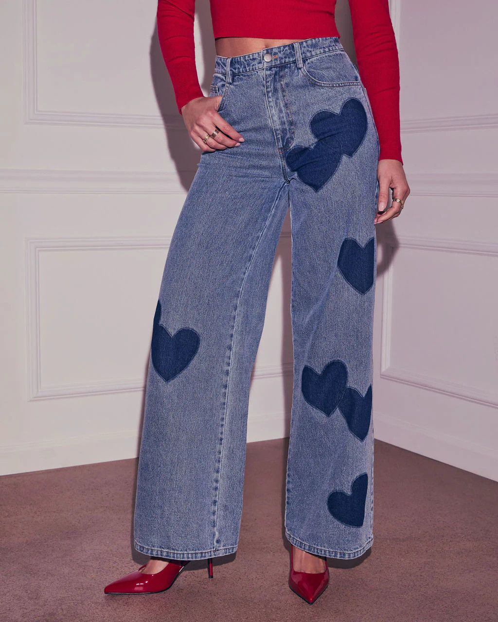 Lemin Heart Printed Denim Jeans | VICI