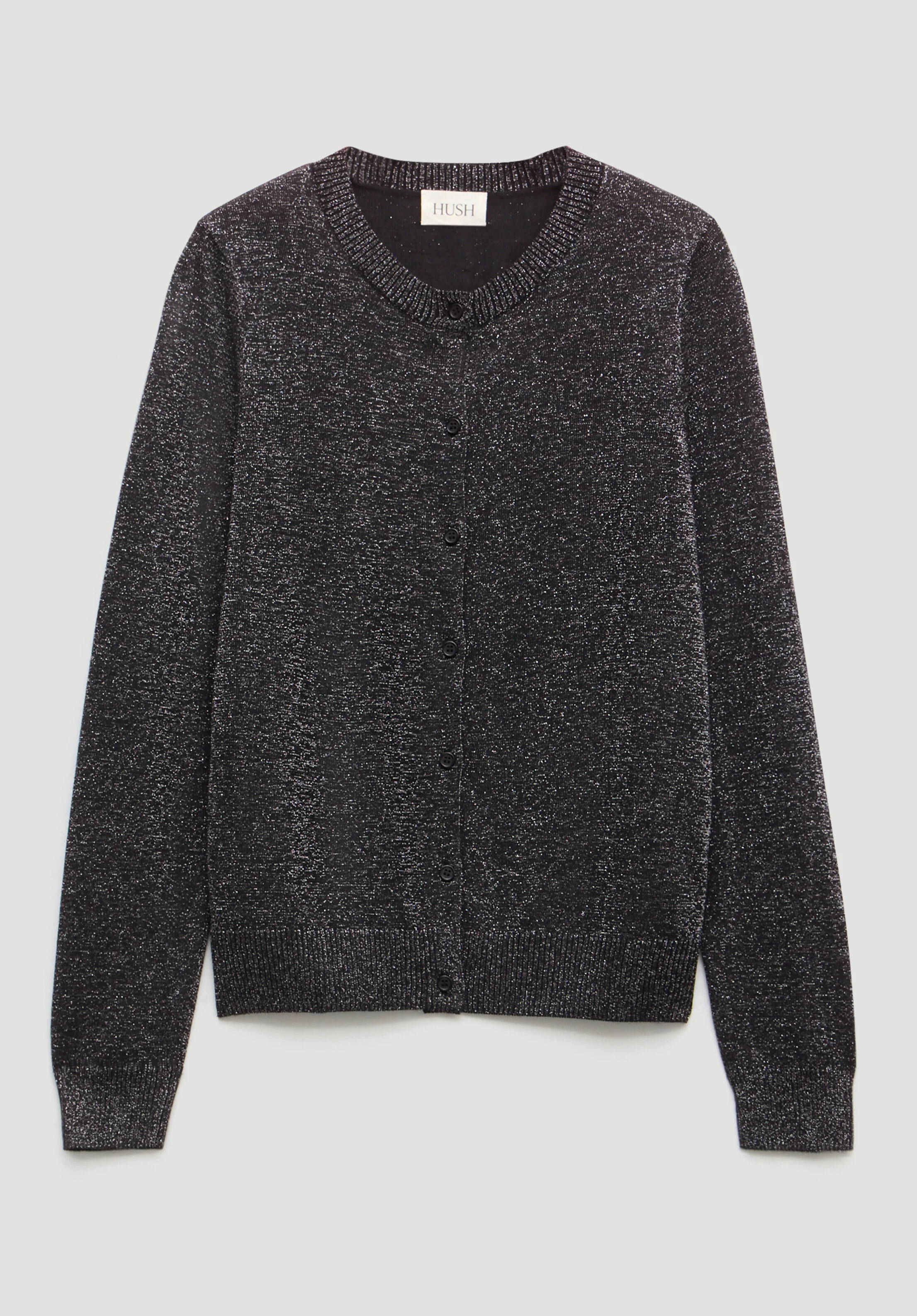 Crew Neck Slim Fit Metallic Cardigan | Hush UK