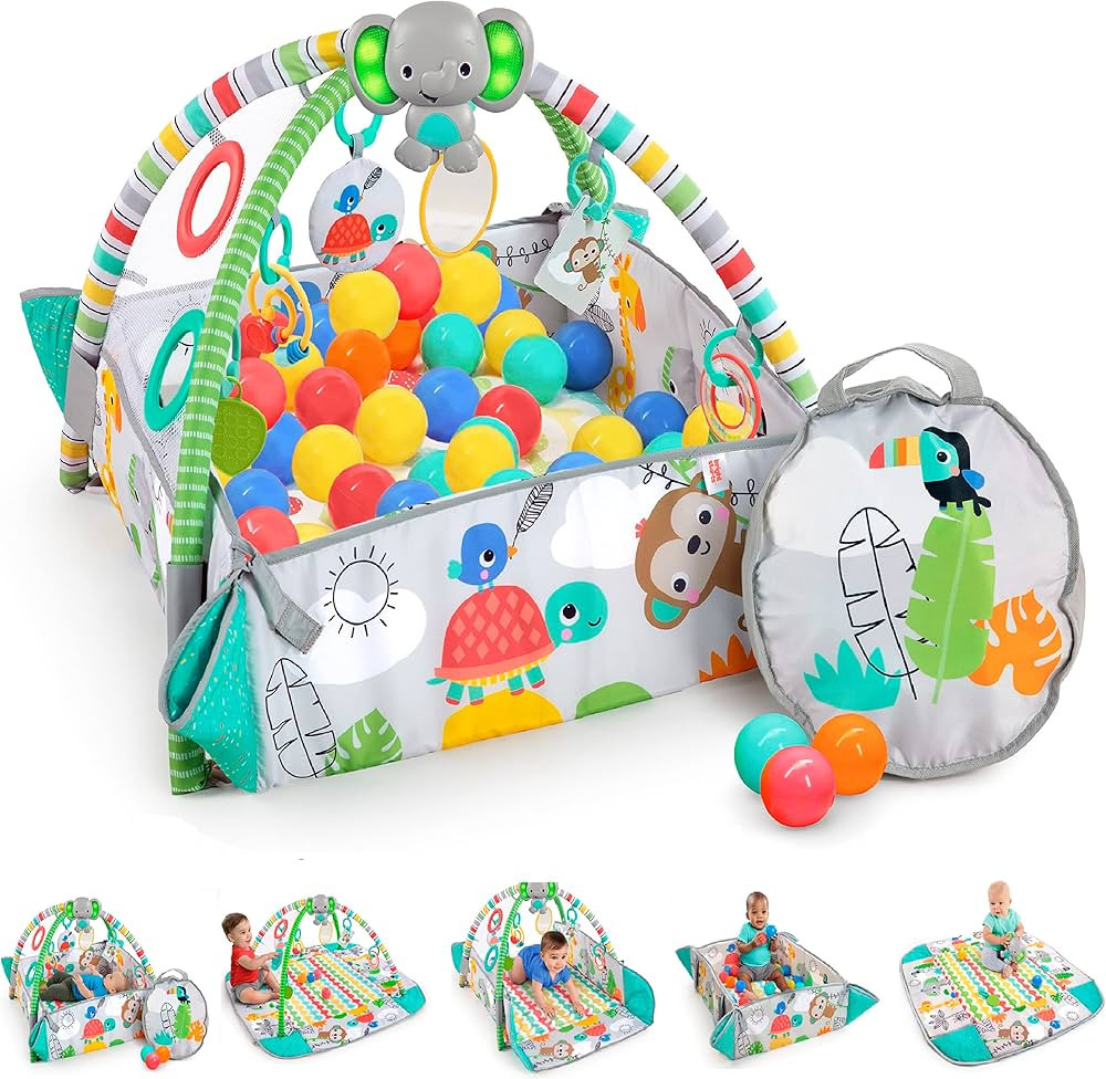 Bright Starts 5-in-1 Your Way Ball Play - Jumbo Play Mat Converts to Ball Pit Baby Gym, Newborn t... | Amazon (US)