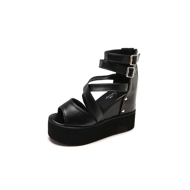 Woobling Womens Chunky Sole Ladies Gothic Studs Platform Ankle Strap Gladiator Sandals US 4-11 | Walmart (US)