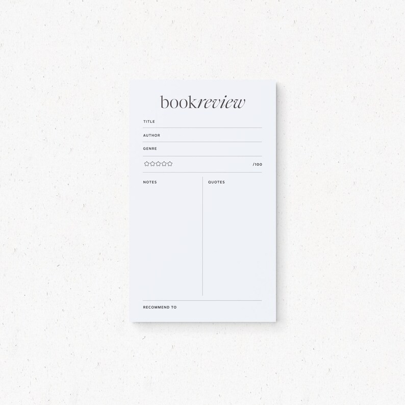 PRINTED Book Review Notepad 50 Tear-off Pages Bookish Book Lover Gift Reader Stationery Book Club... | Etsy (US)