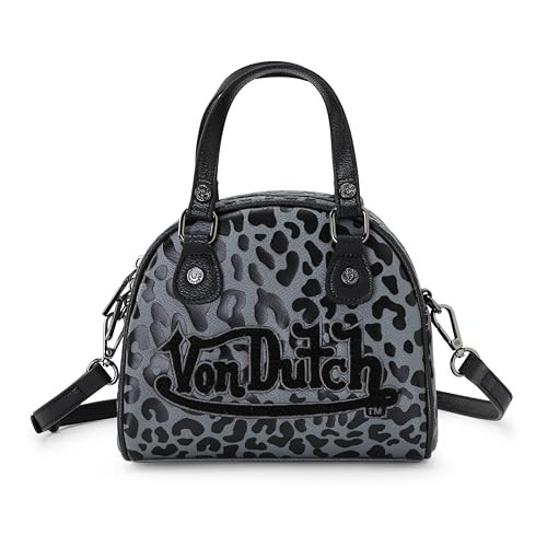 Von Dutch Womens Animal Print Bowling Bag Purse - Stylish Women's Handbag with Adjustable Strap, Spacious Interior, and Iconic Logo Design (Grey Cheetah Bowling) | Amazon (US)