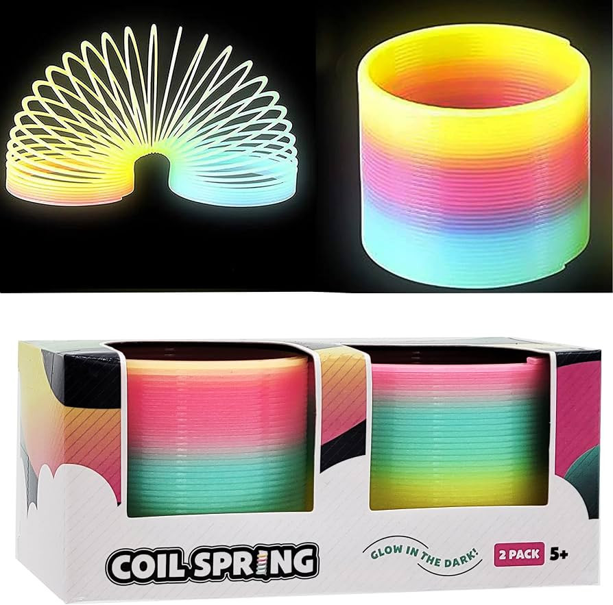 The Dreidel Company Plastic Coil Spring, Glow-In-The-Dark Magic Rainbow Slingy, Party Favor, Birt... | Amazon (US)
