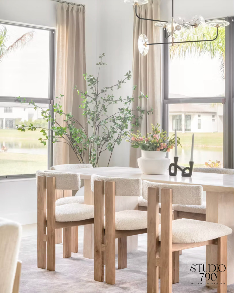 Warm neutrals, natural wood & a statement chandelier 🤍 Shop this modern dining room look.
 

 #LTKSeasonal #LTKActive #LTKHome