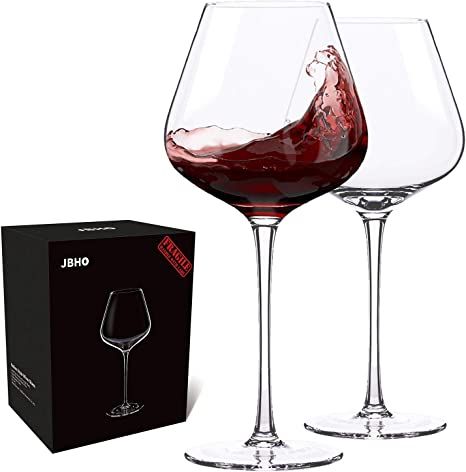Hand Blown Italian Style Crystal Burgundy Wine Glasses - Lead-Free Premium Crystal Clear Glass - ... | Amazon (US)