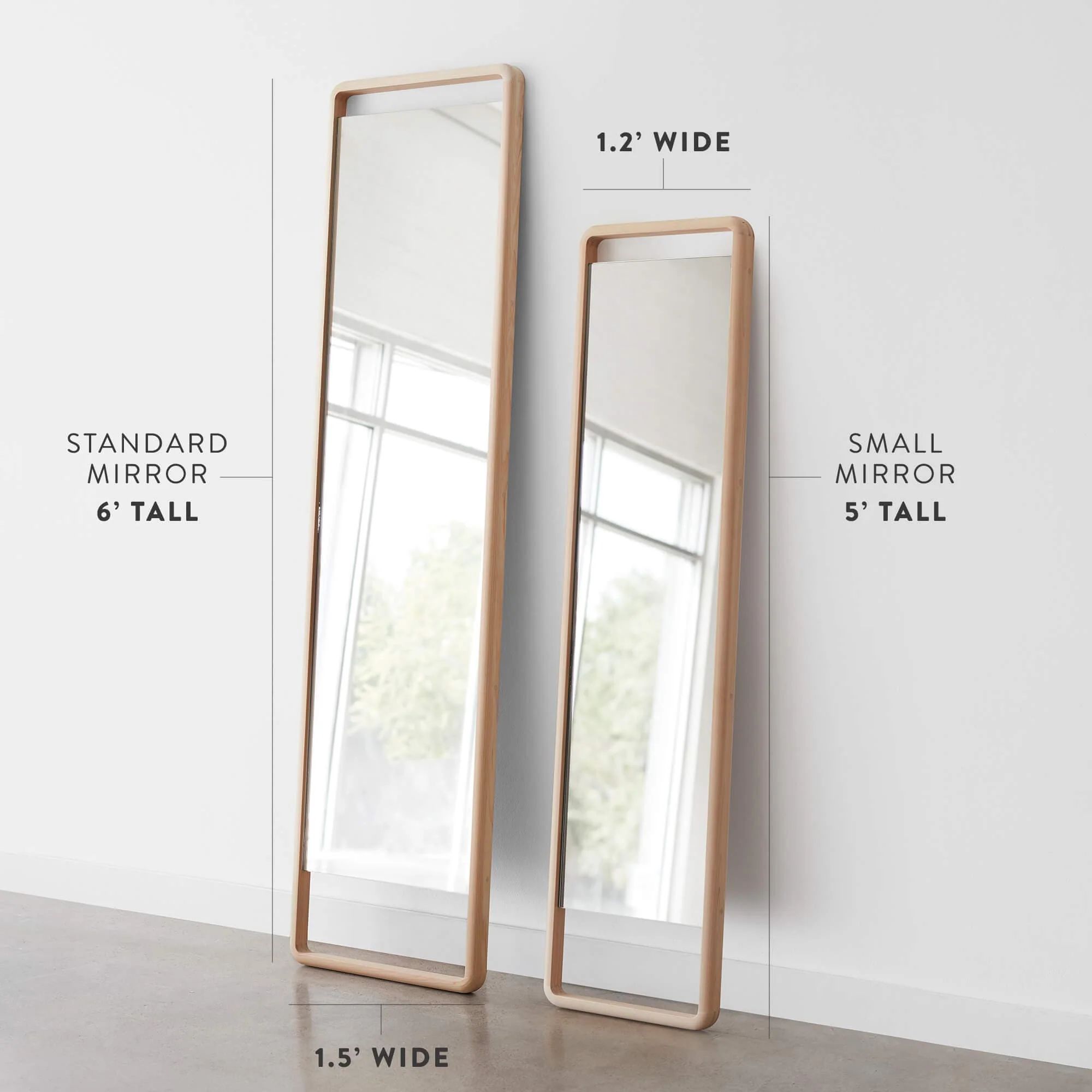 Hinoki Wood Floor Mirror | Minimalist Wood Standing Mirror   – The Citizenry | The Citizenry