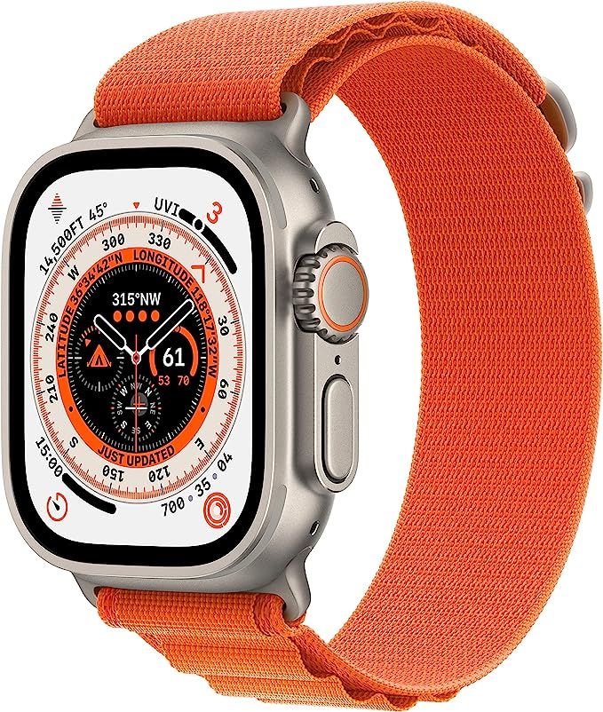Apple Watch Ultra [GPS + Cellular 49mm] Smart Watch w/Rugged Titanium Case & Orange Alpine Loop S... | Amazon (US)