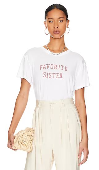 Favorite Sister Cropped Collegiate Tee in Bright White & Mauve | Revolve Clothing (Global)