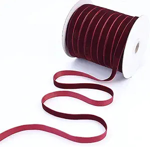 Burgundy Velvet Ribbon 3/8 Inch x 48 Yards - Soft Single Face Velvet Fabric Ribbon for Gift Wrapp... | Amazon (US)