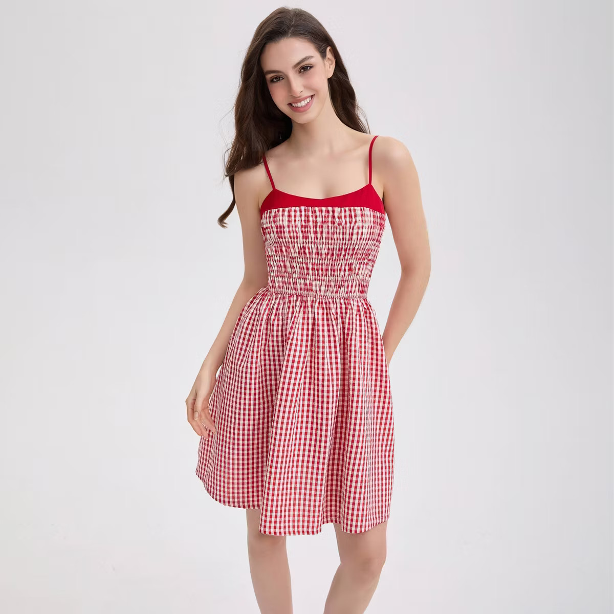 Women's Smocked Bodice Mini Cami Dress - Wild Fable™ Red Gingham | Target