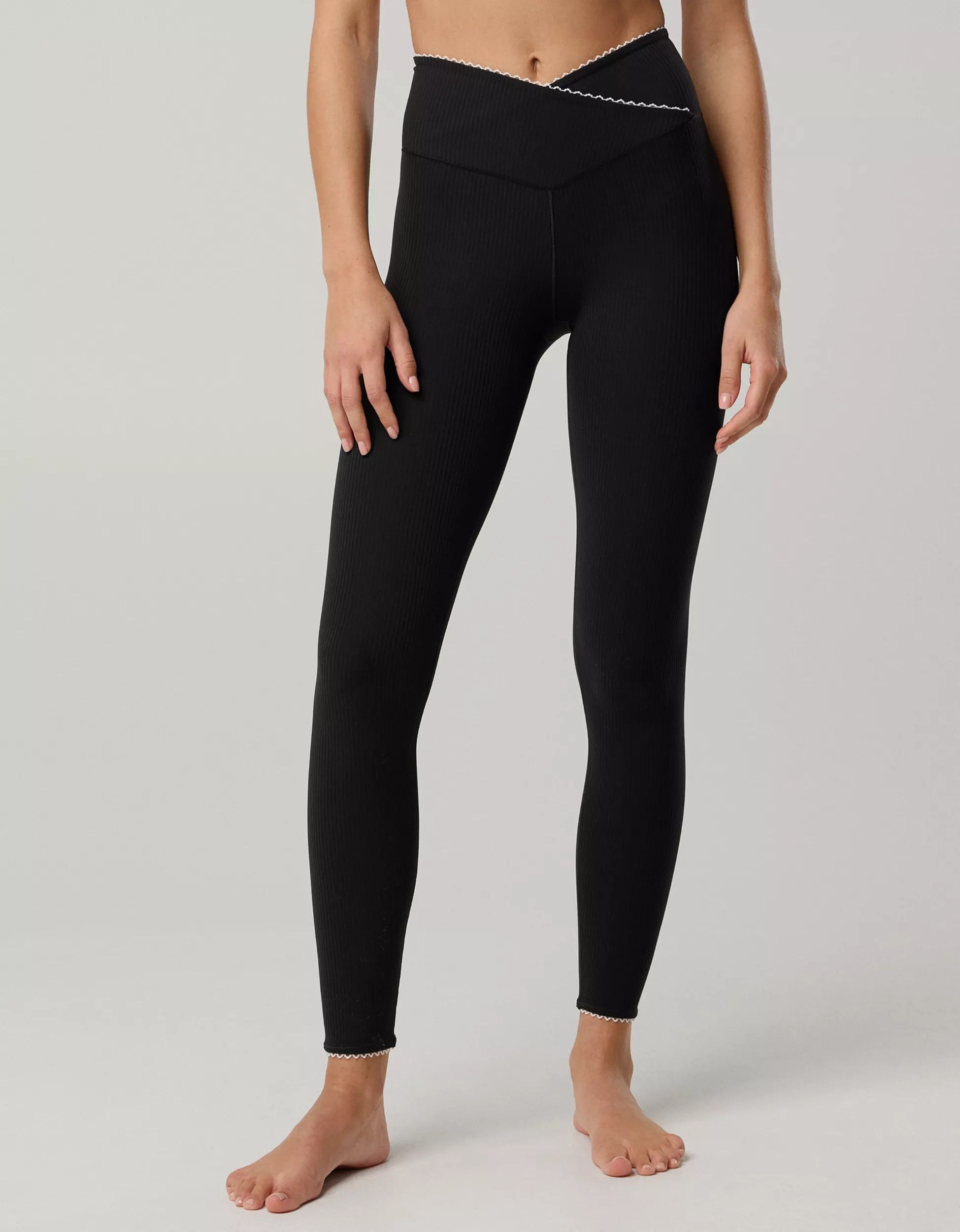OFFLINE By Aerie Real Me XTRA Ribbed Picot Trim Crossover Legging | Aerie