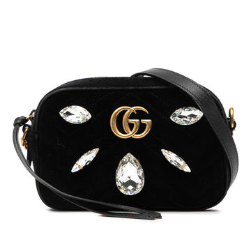 GG Marmont Shoulder Bag Crystal Embellished Matelasse Velvet Mini | Rebag