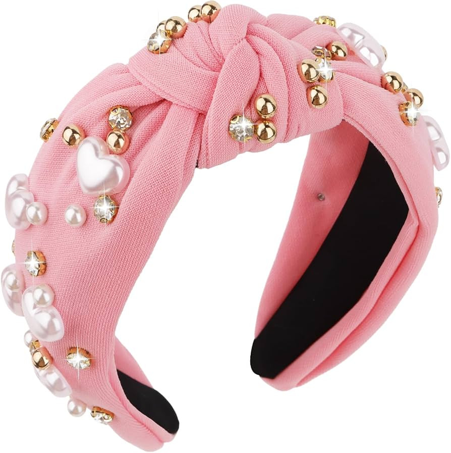 Valentine's Day Headbands for Women Love Heart Headband Rhinestone Knotted Headband Valentine's D... | Amazon (US)