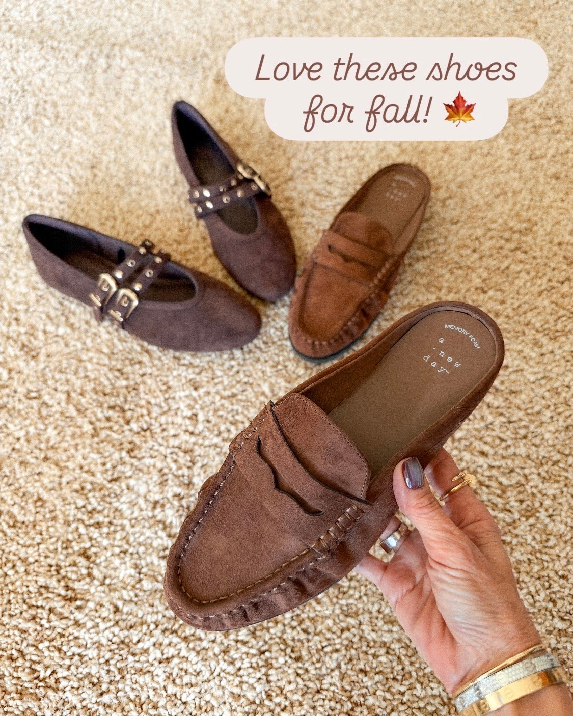 🤎 These Target shoes are perfect for adding a little fall style to your outfits. The suede-look Mary Janes with double buckles and classic slip-on loafers are both so versatile!

Mary Jane’s TTS
Mules size down a 1/2 size 

Target fall fashion • Brown shoes • Mary Jane flats • Loafer mules • Affordable fall shoes • Fashion over 50 • Everyday style